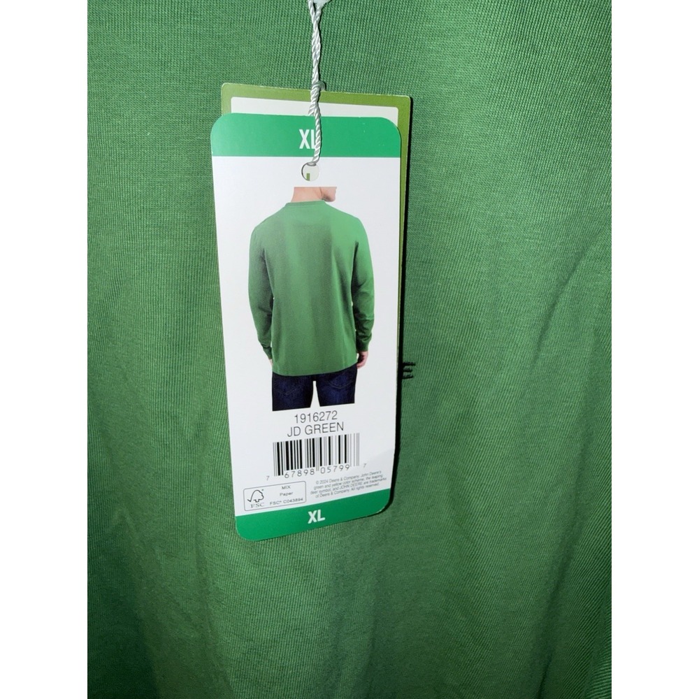 JOHN DEERE Men's T Shirt Long Sleeve Embroidered Logo Green NEW NWT Size XL - Picture 6 of 9